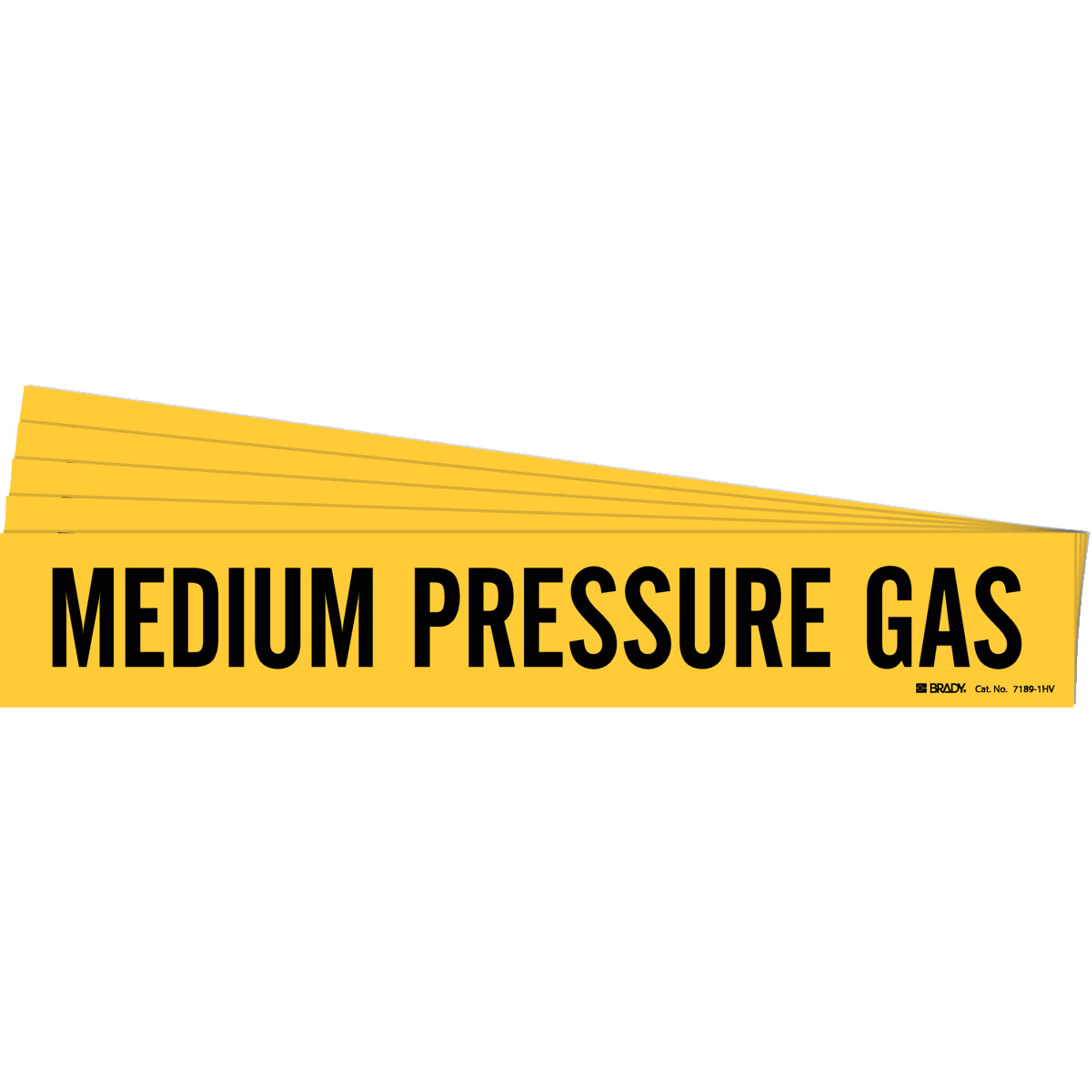 Marqueur de tuyau «Medium Pressure Gas», Autocollant, 4" h x 24" la, Noir sur jaune