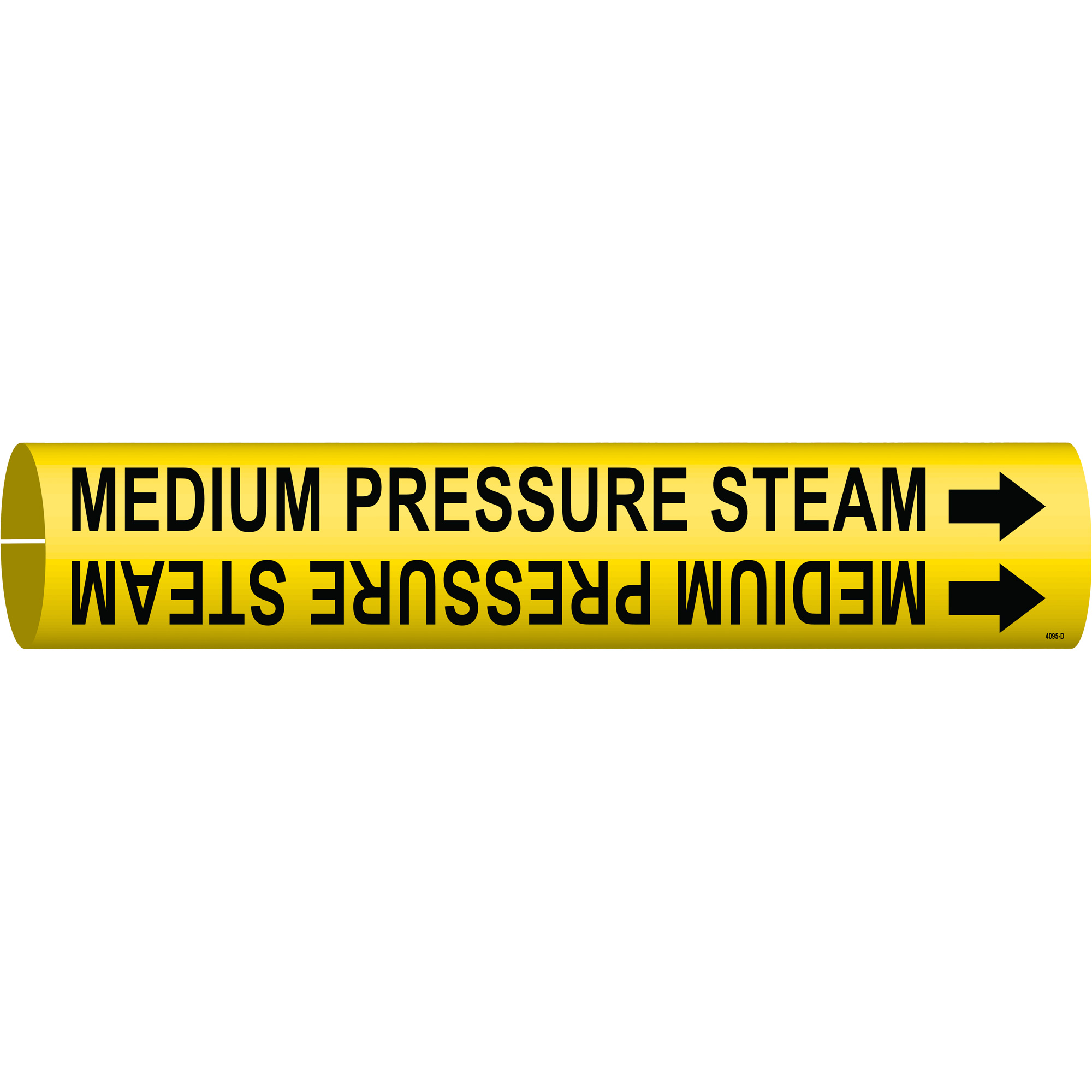 Marqueur de tuyau «Medium Pressure Steam», À pression, 2-13/16" h x 2-13/16" la, Noir sur jaune