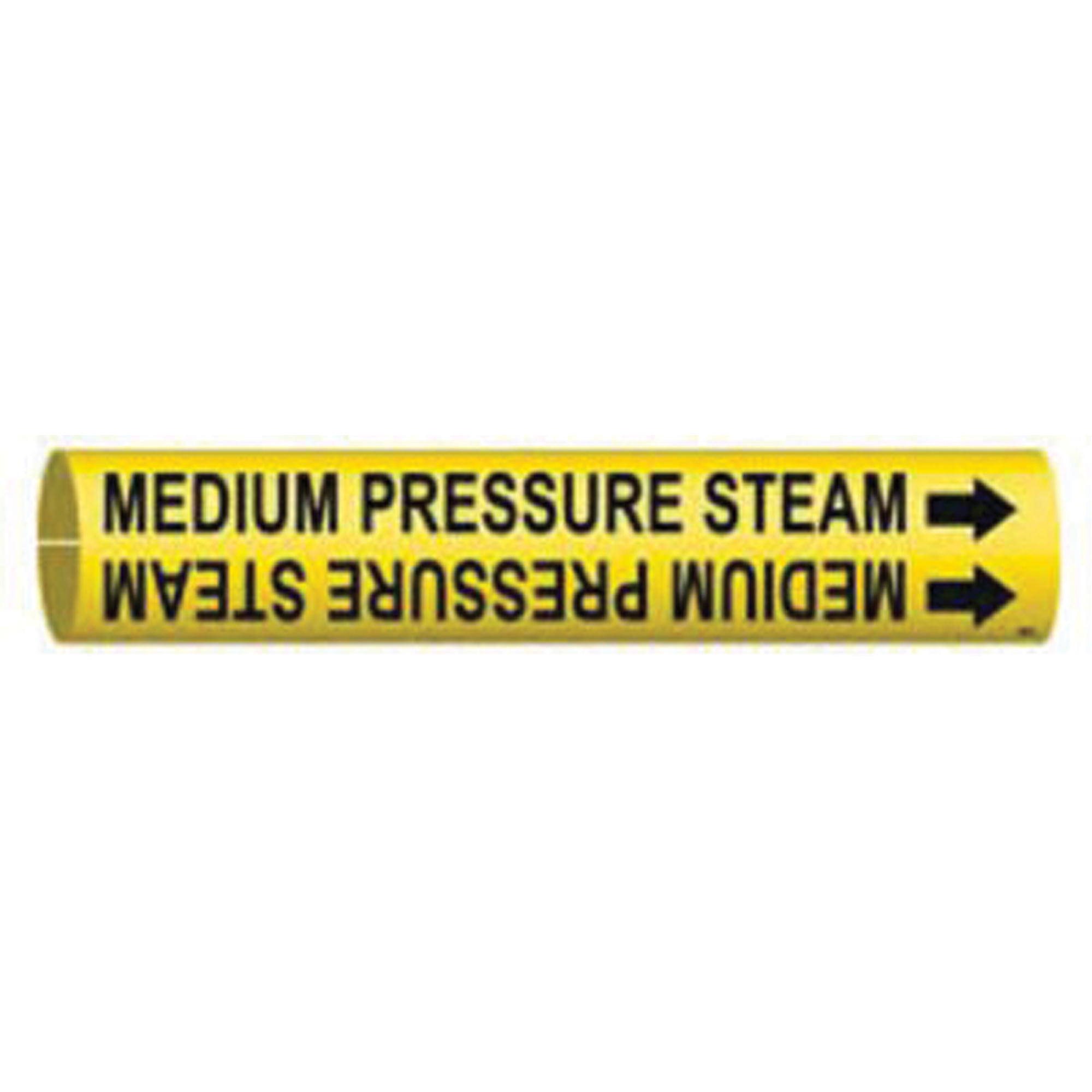 Marqueur de tuyau «Medium Pressure Steam», À pression, 2" h x 2" la, Noir sur jaune