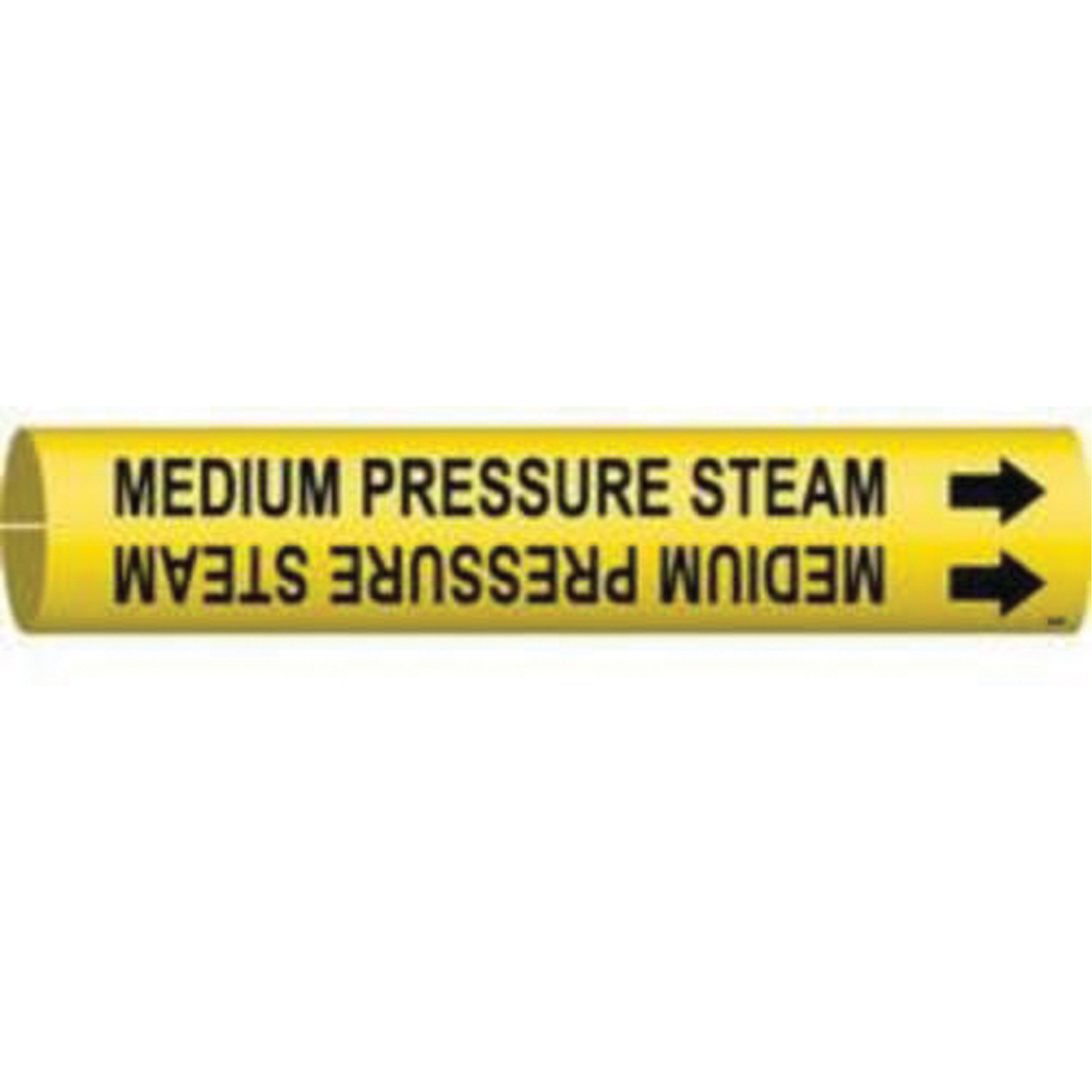 Marqueur de tuyau «Medium Pressure Steam», À pression, 7/8" h x 7/8" la, Noir sur jaune