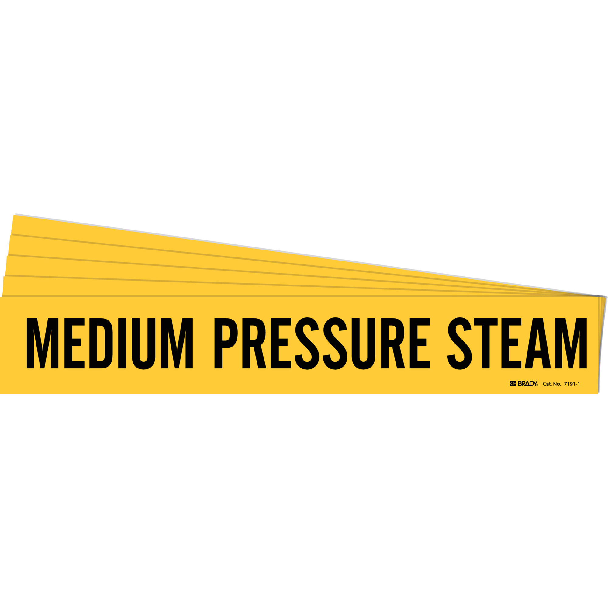 Marqueur de tuyau «Medium Pressure Steam», Autocollant, 2-1/4" h x 14" la, Noir sur jaune