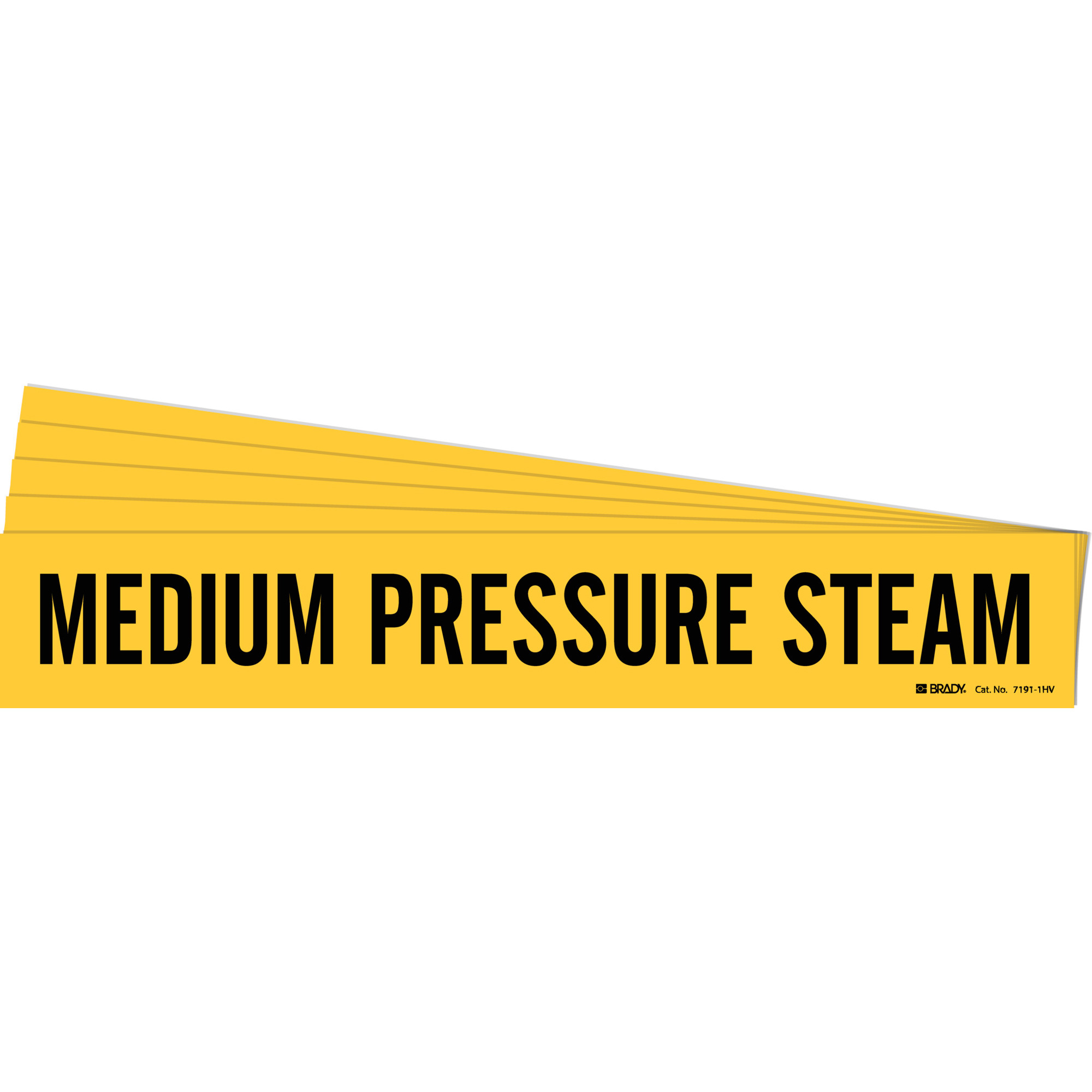 Marqueur de tuyau «Medium Pressure Steam», Autocollant, 4" h x 24" la, Noir sur jaune