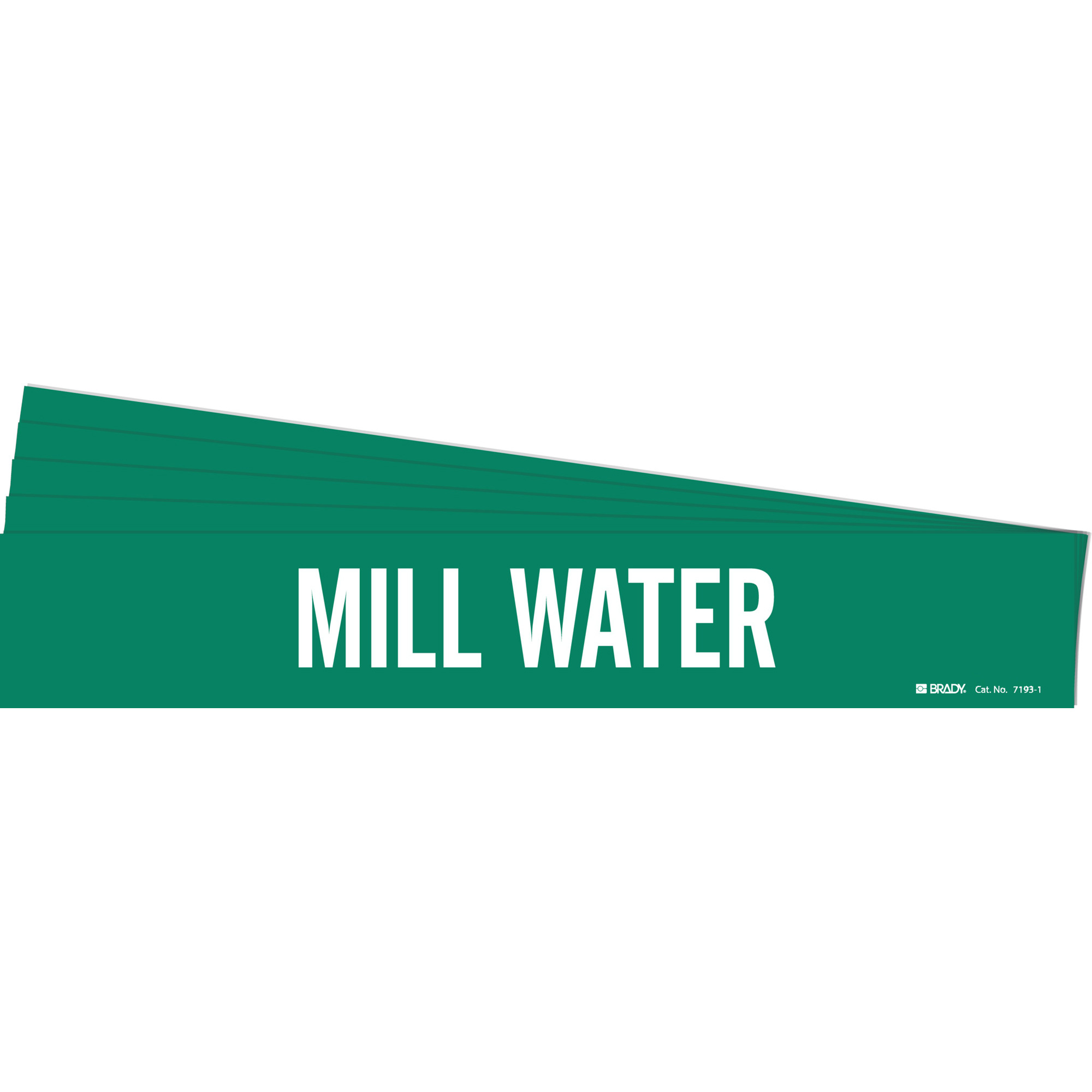 Marqueur de tuyau «Mill Water», Autocollant, 2-1/4" h x 14" la, Blanc/vert