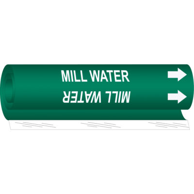 Marqueur de tuyau «Mill Water», Enveloppant, 9" h x 8" la, Blanc/vert