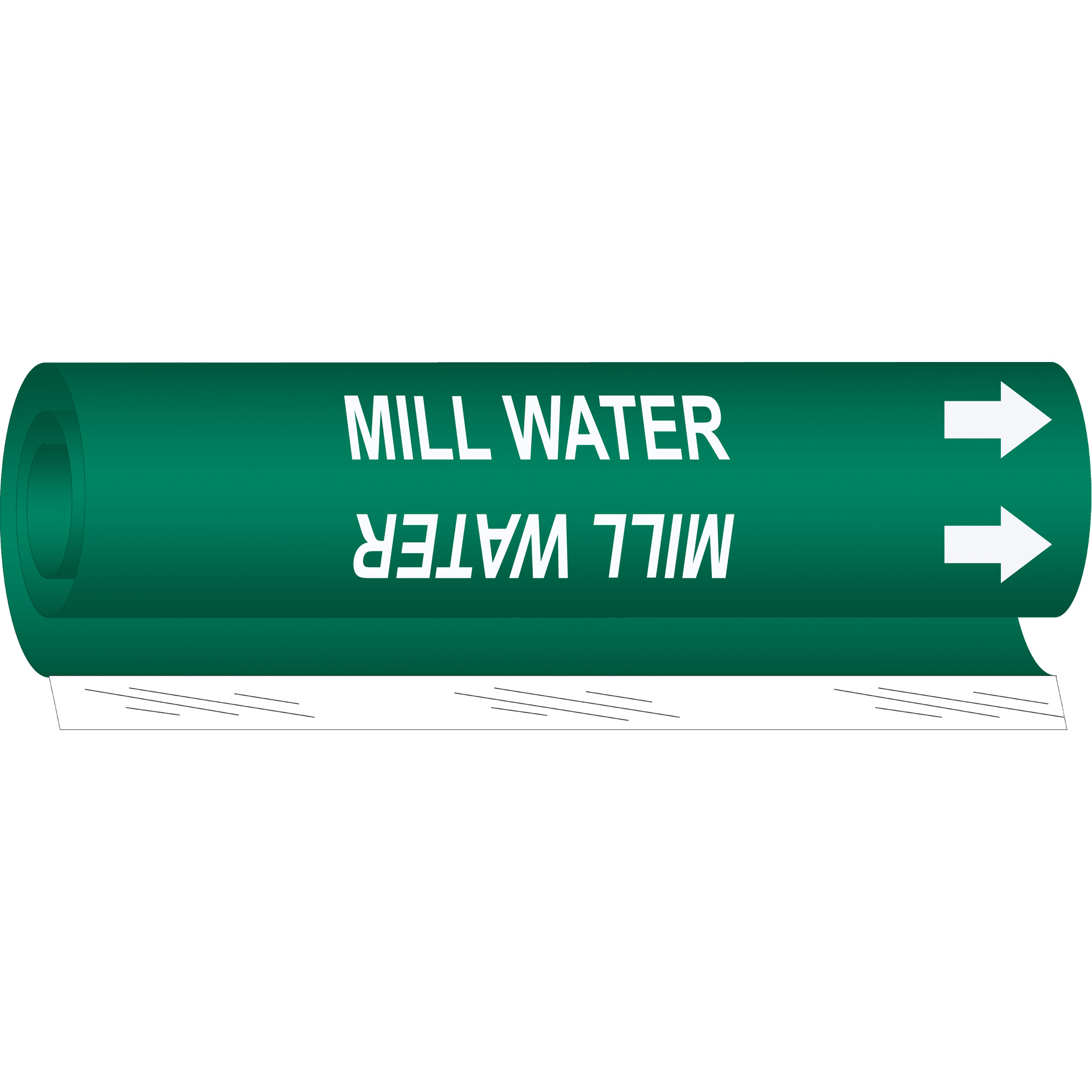 Marqueur de tuyau «Mill Water», Enveloppant, 9" h x 8" la, Blanc/vert