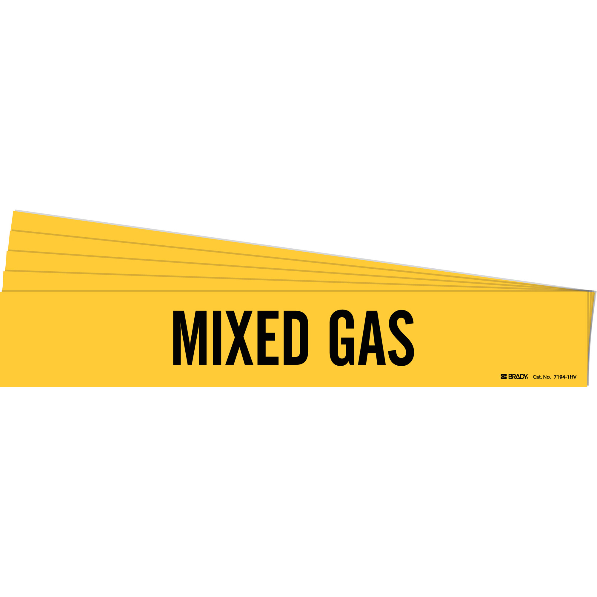 Marqueur de tuyau «Mixed Gas», Autocollant, 4" h x 24" la, Noir sur jaune