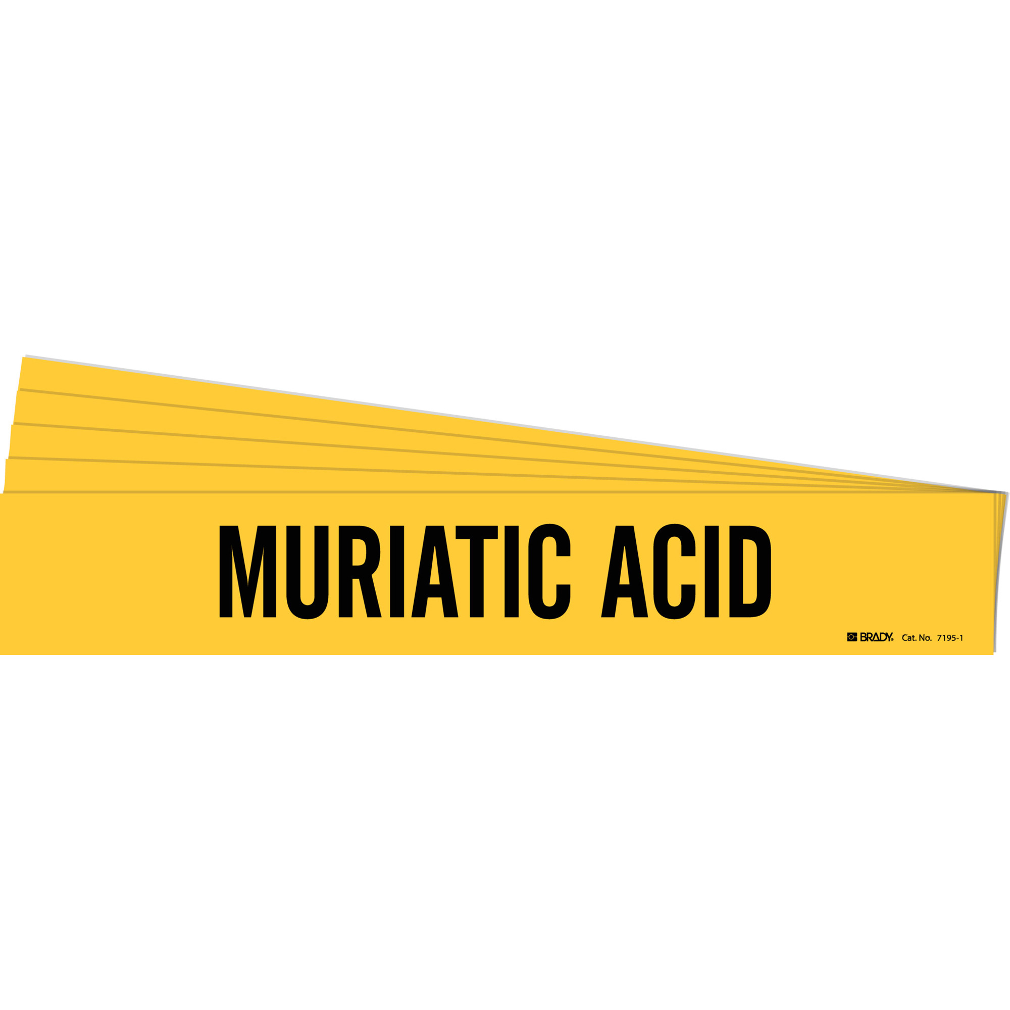 Marqueur de tuyau «Muriatic Acid», Autocollant, 2-1/4" h x 14" la, Noir sur jaune