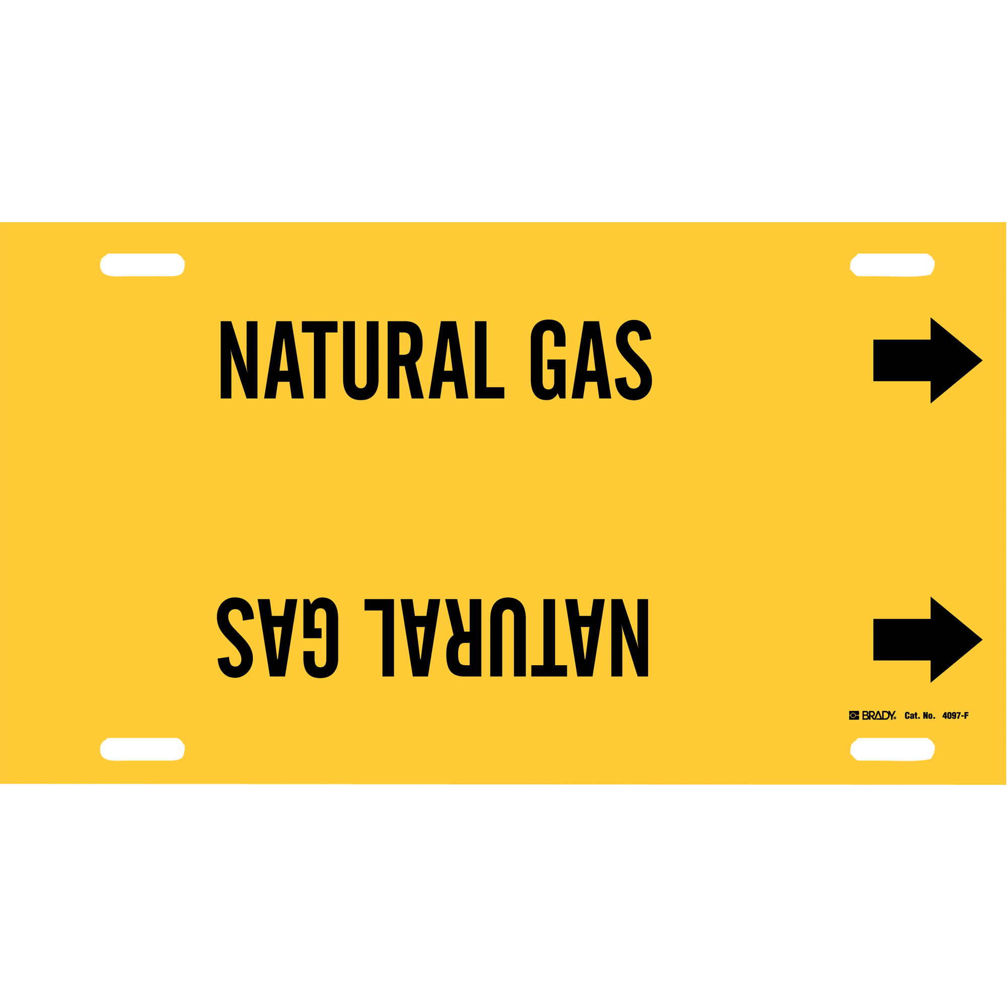 Marqueur de tuyau «Natural Gas», À attacher, 8" h x 16" la, Noir sur jaune