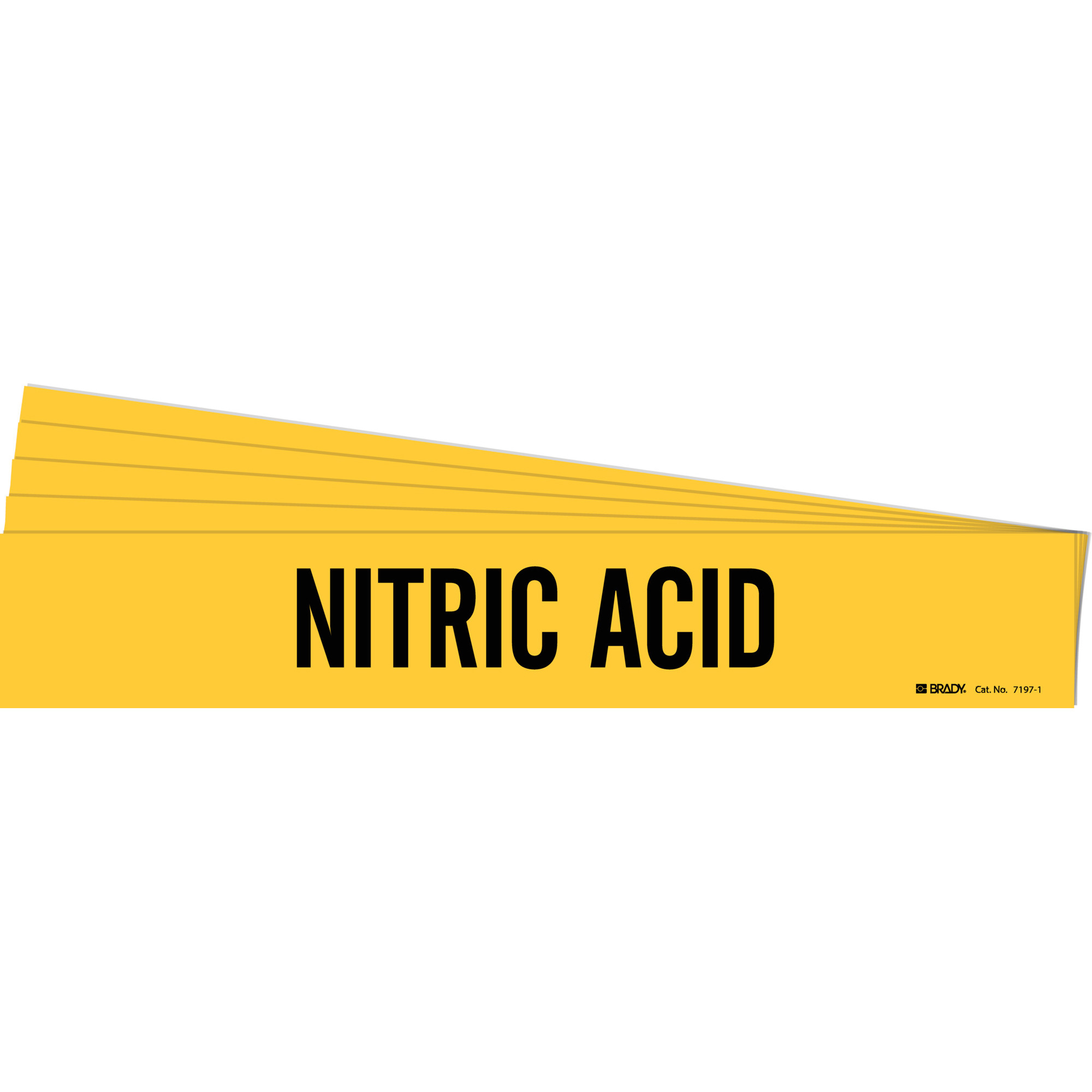 Marqueur de tuyau «Nitric Acid», Autocollant, 2-1/4" h x 14" la, Noir sur jaune