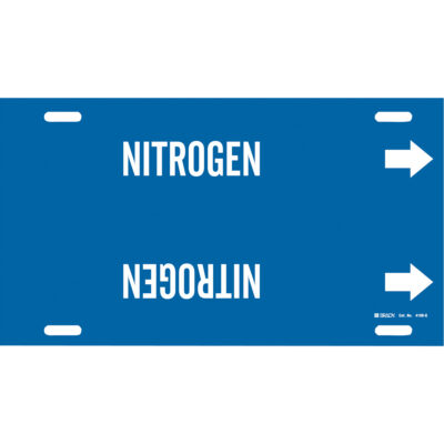 Marqueur de tuyau «Nitrogen», À attacher, 10" h x 24" la, Blanc/bleu