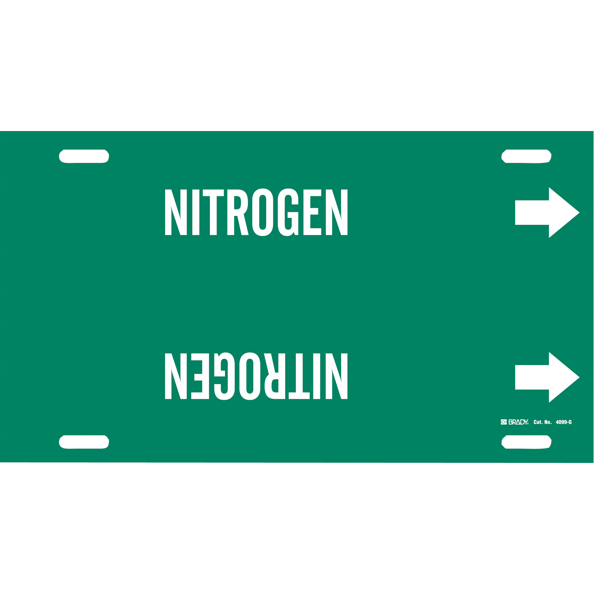 Marqueur de tuyau «Nitrogen», À attacher, 10" h x 24" la, Blanc/vert