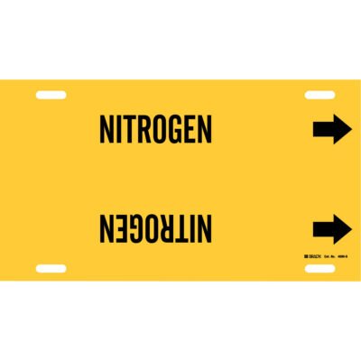 Marqueur de tuyau «Nitrogen», À attacher, 10" h x 24" la, Noir sur jaune