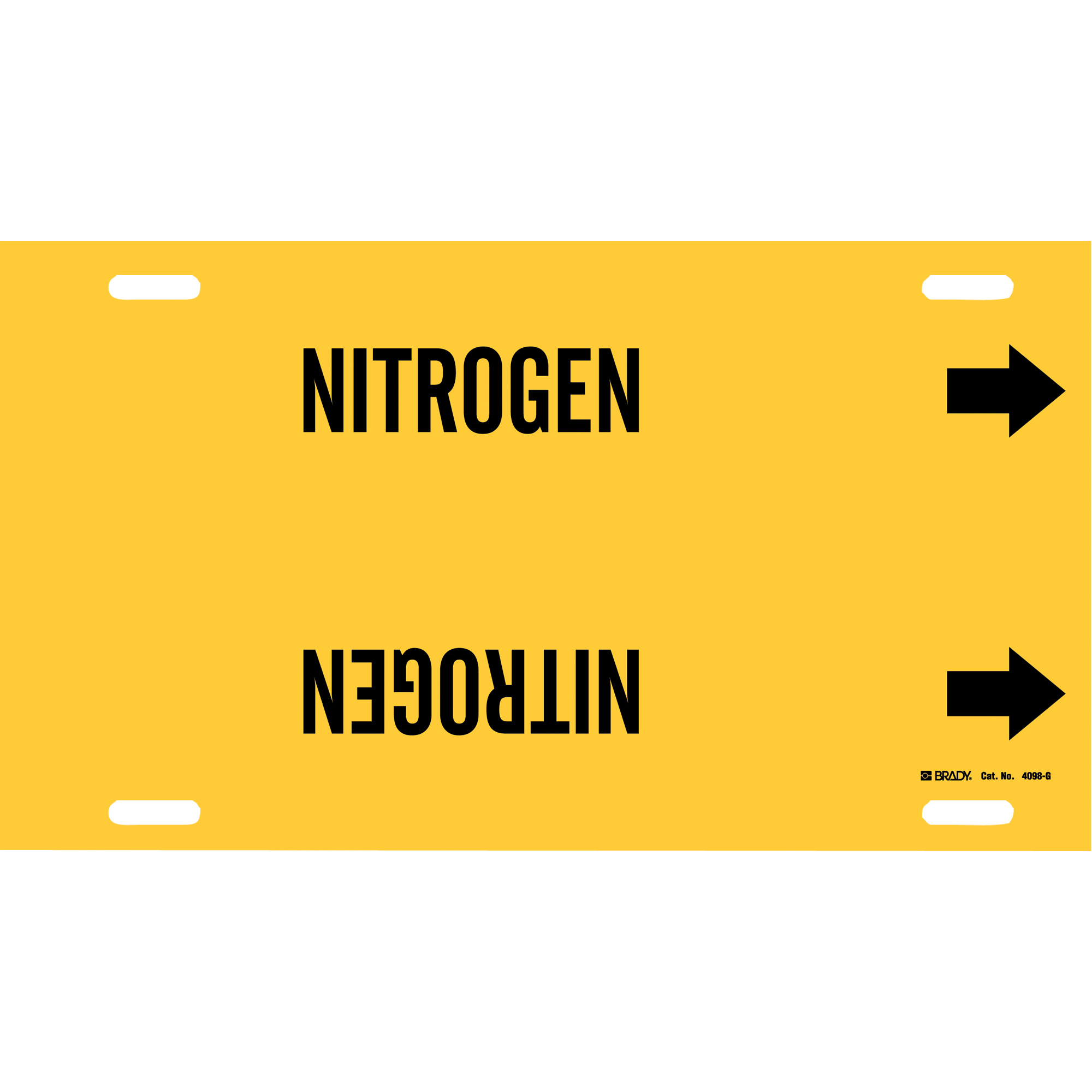 Marqueur de tuyau «Nitrogen», À attacher, 10" h x 24" la, Noir sur jaune