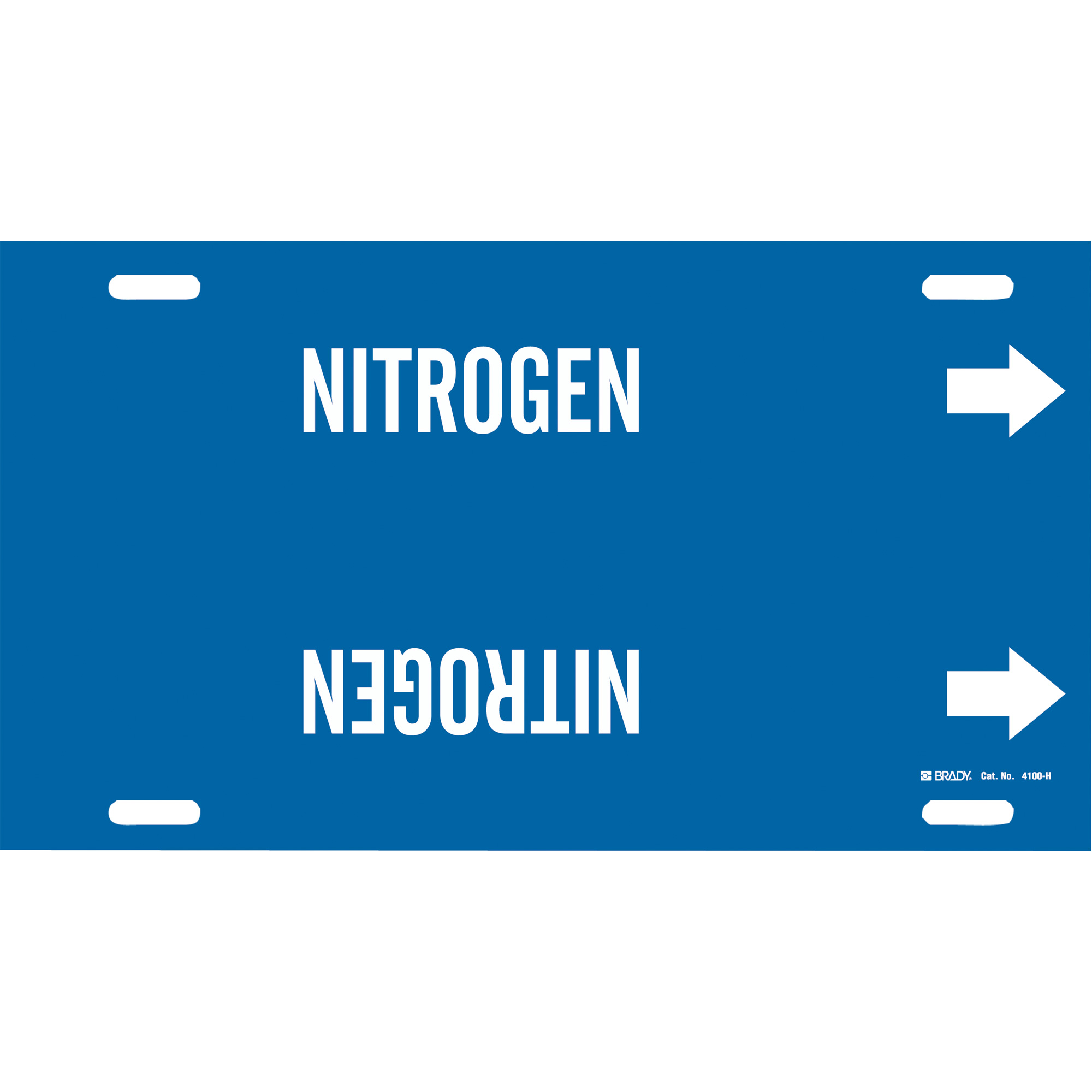 Marqueur de tuyau «Nitrogen», À attacher, 10" h x 32" la, Blanc/bleu