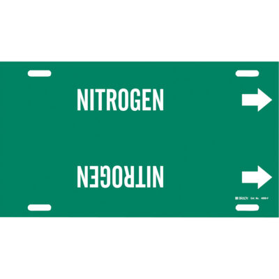 Marqueur de tuyau «Nitrogen», À attacher, 8" h x 16" la, Blanc/vert