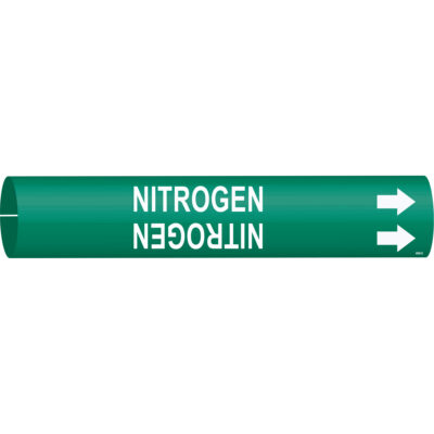 Marqueur de tuyau «Nitrogen», À pression, 2-13/16" h x 2-13/16" la, Blanc/vert