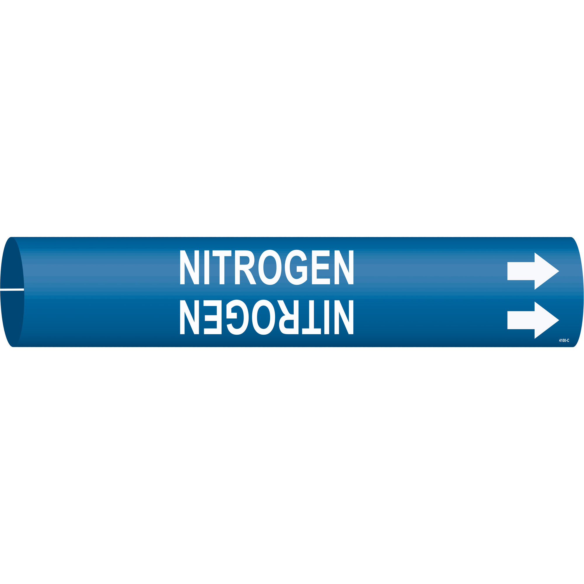 Marqueur de tuyau «Nitrogen», À pression, 2" h x 2" la, Blanc/bleu