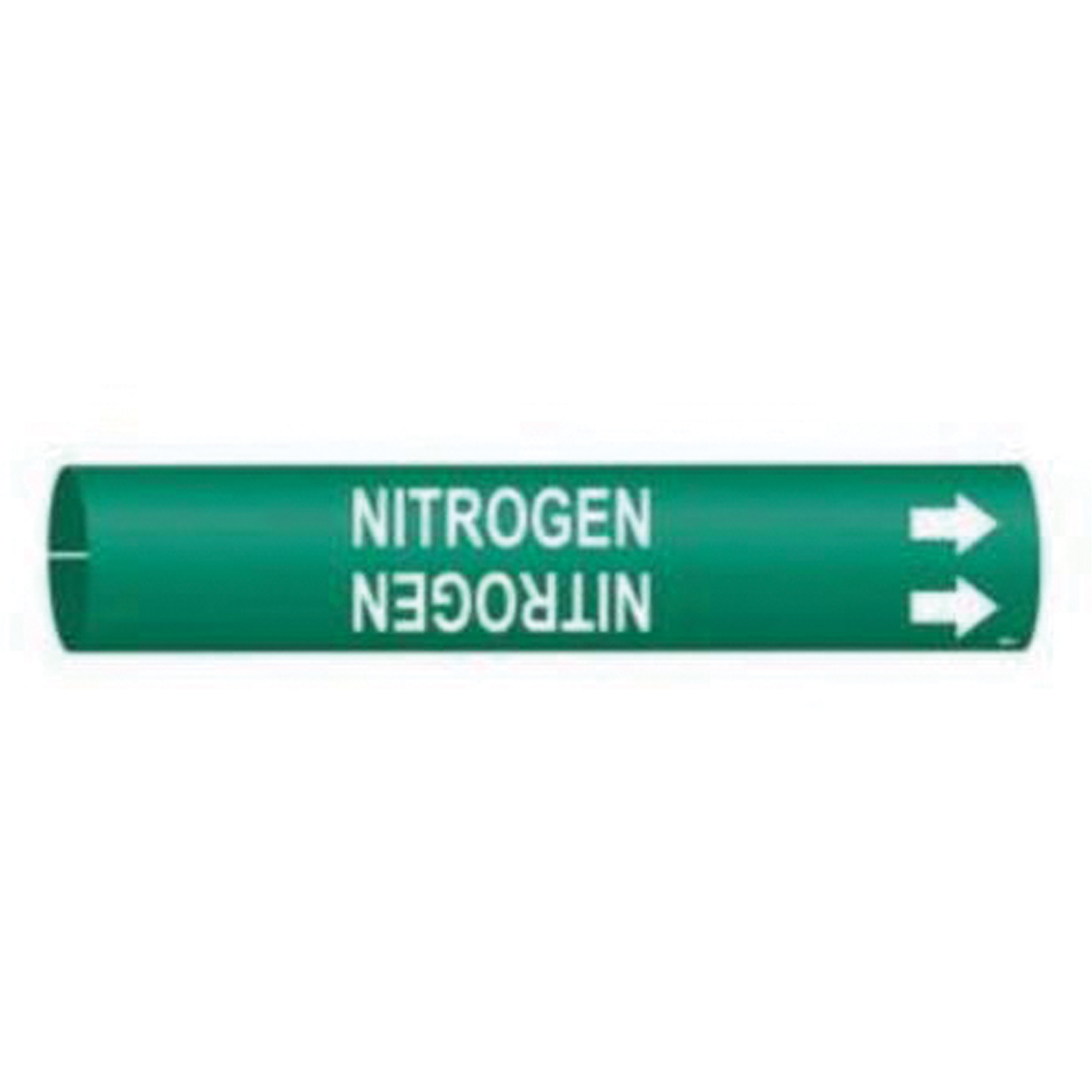 Marqueur de tuyau «Nitrogen», À pression, 2" h x 2" la, Blanc/vert
