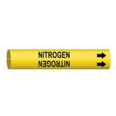 Marqueur de tuyau «Nitrogen», À pression, 2" h x 2" la, Noir sur jaune