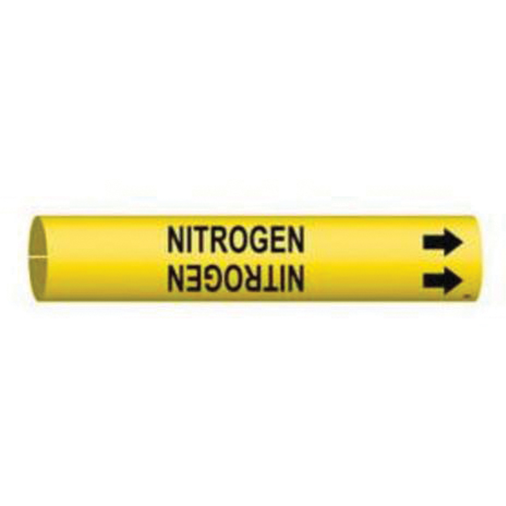 Marqueur de tuyau «Nitrogen», À pression, 2" h x 2" la, Noir sur jaune