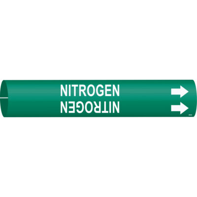 Marqueur de tuyau «Nitrogen», À pression, 7/8" h x 7/8" la, Blanc/vert