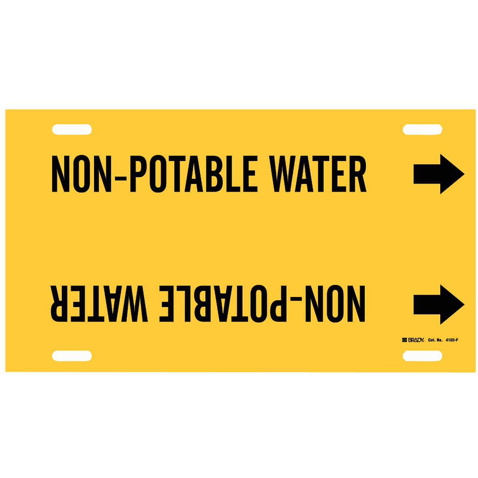 Marqueur de tuyau «Non-Potable Water», À attacher, 8" h x 16" la, Noir sur jaune
