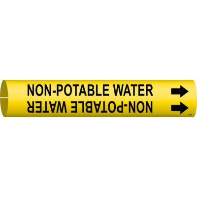 Marqueur de tuyau «Non-Potable Water», À pression, 13/16" h x 13/16" la, Noir sur jaune