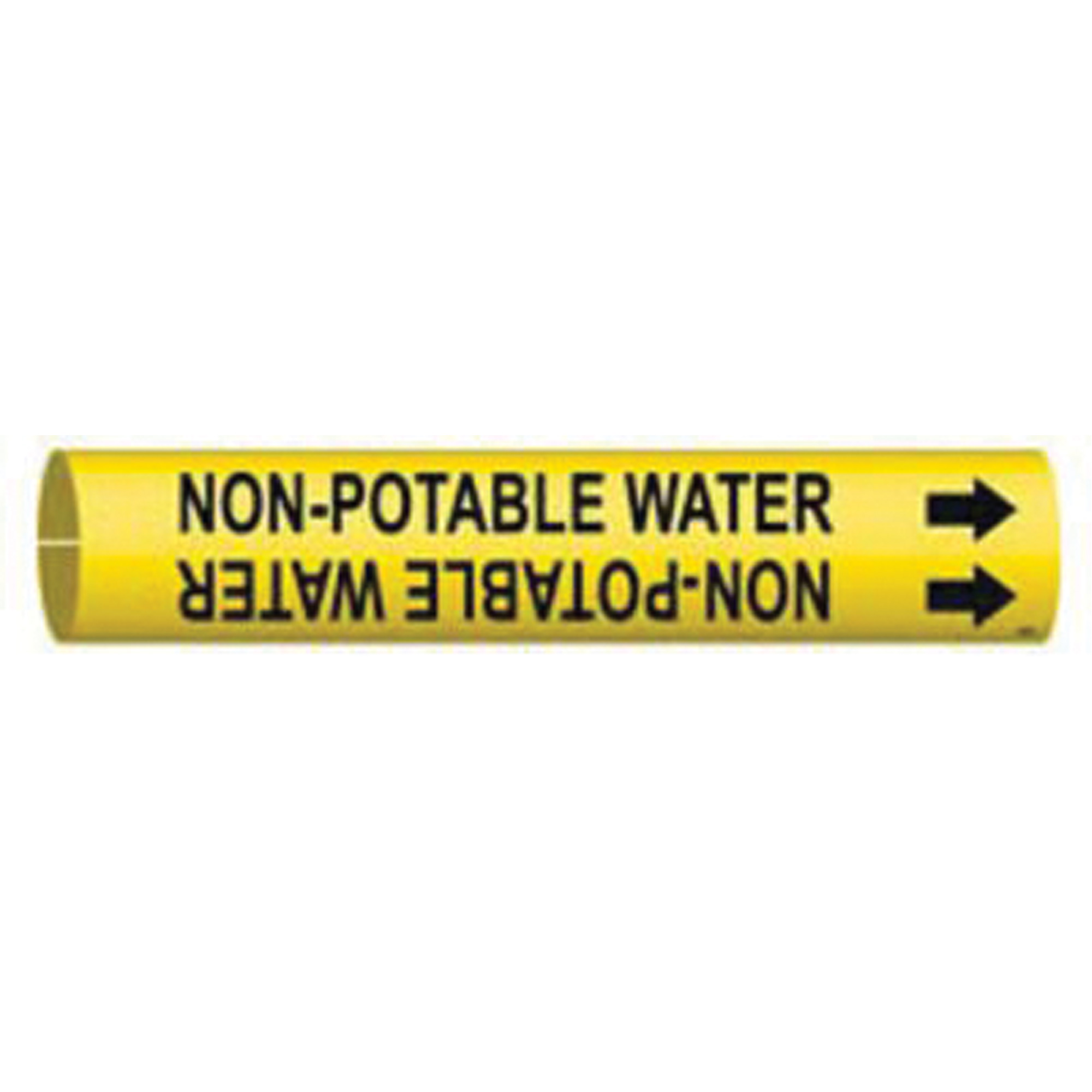 Marqueur de tuyau «Non-Potable Water», À pression, 2" h x 2" la, Noir sur jaune