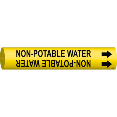 Marqueur de tuyau «Non-Potable Water», À pression, 7/8" h x 7/8" la, Noir sur jaune