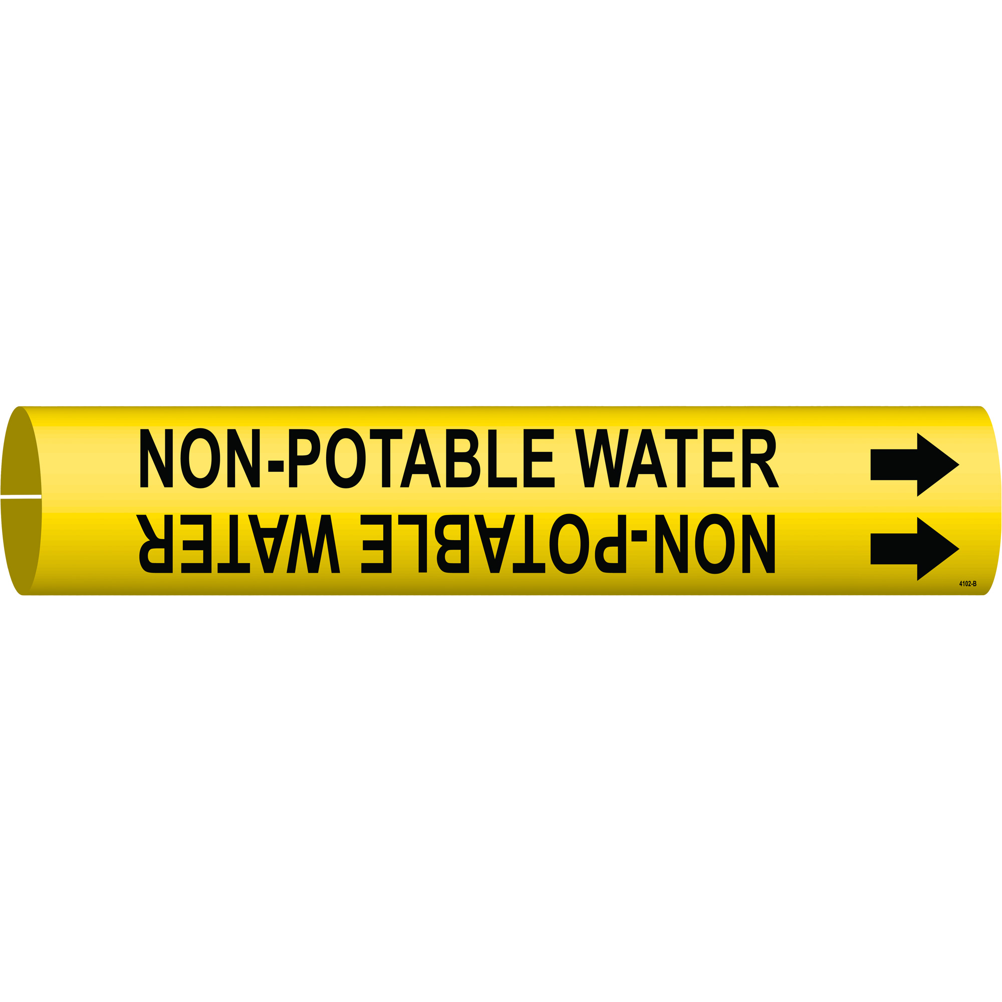 Marqueur de tuyau «Non-Potable Water», À pression, 7/8" h x 7/8" la, Noir sur jaune
