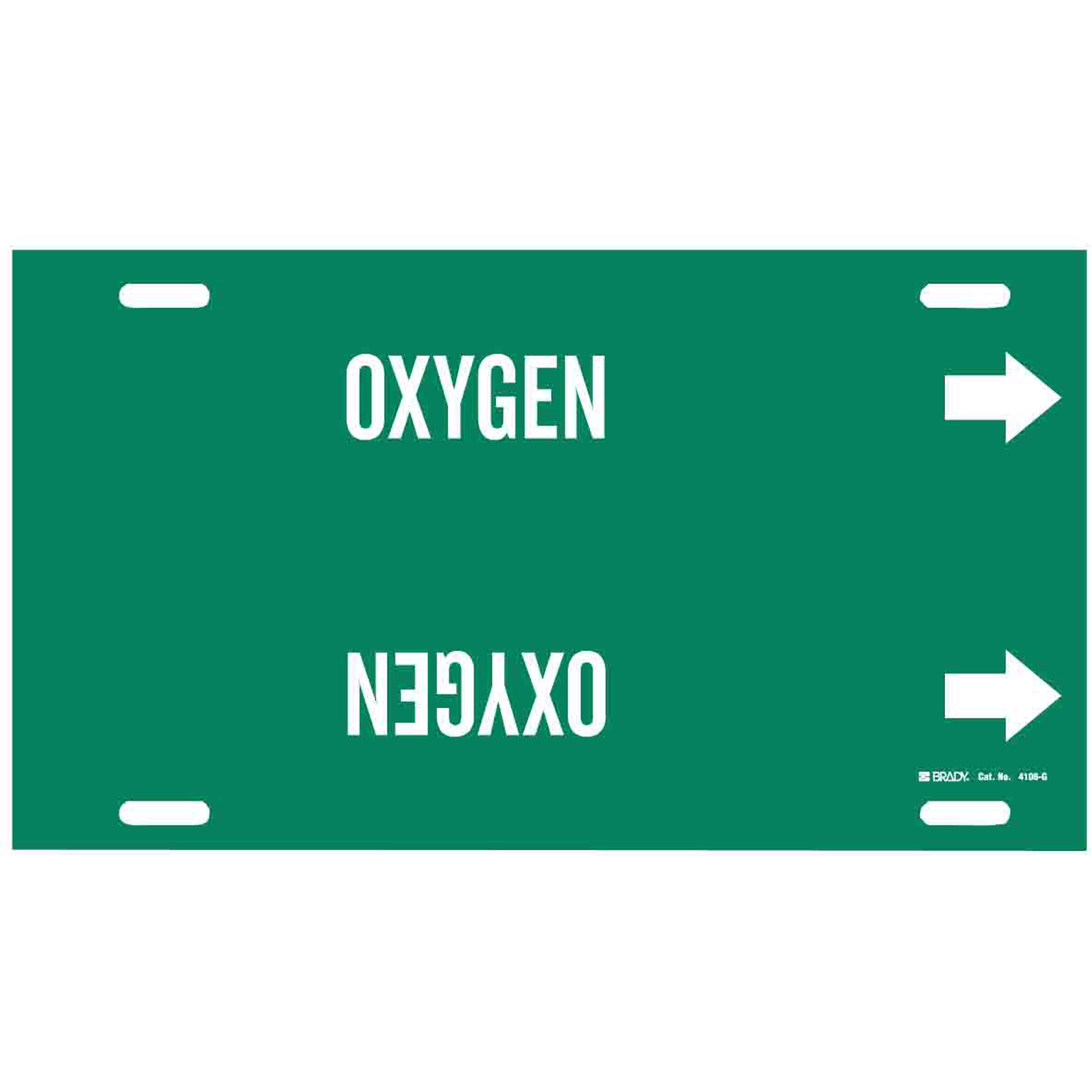 Marqueur de tuyau «Oxygen», À attacher, 10" h x 24" la, Blanc/vert