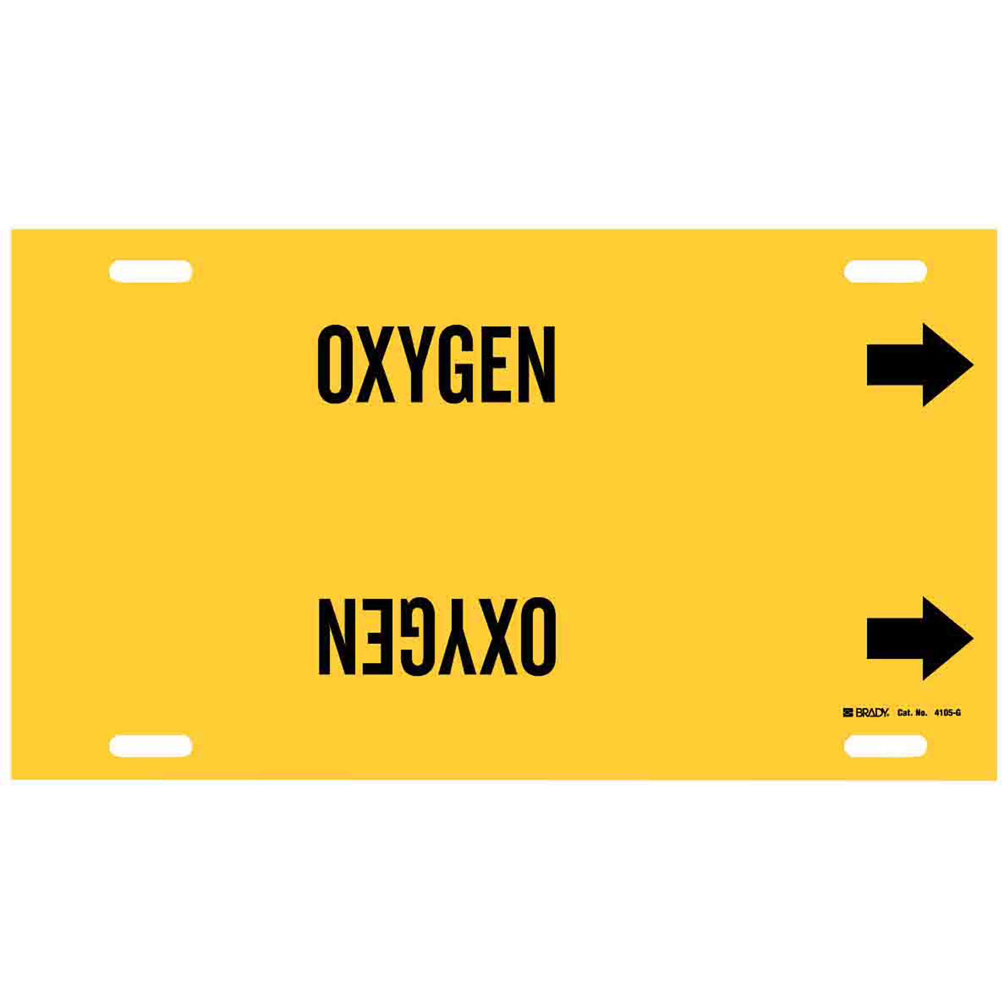 Marqueur de tuyau «Oxygen», À attacher, 10" h x 24" la, Noir sur jaune