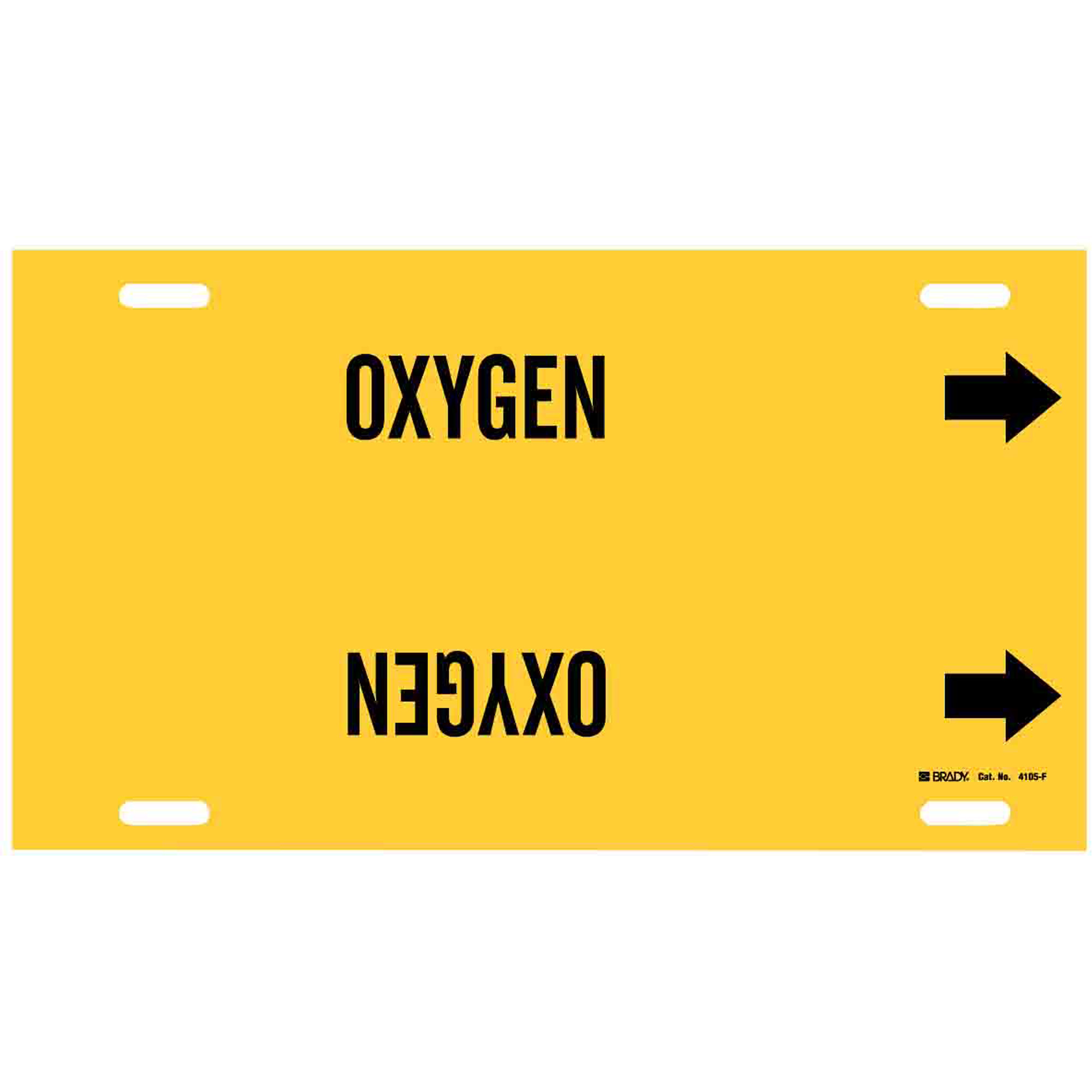 Marqueur de tuyau «Oxygen», À attacher, 8" h x 16" la, Noir sur jaune