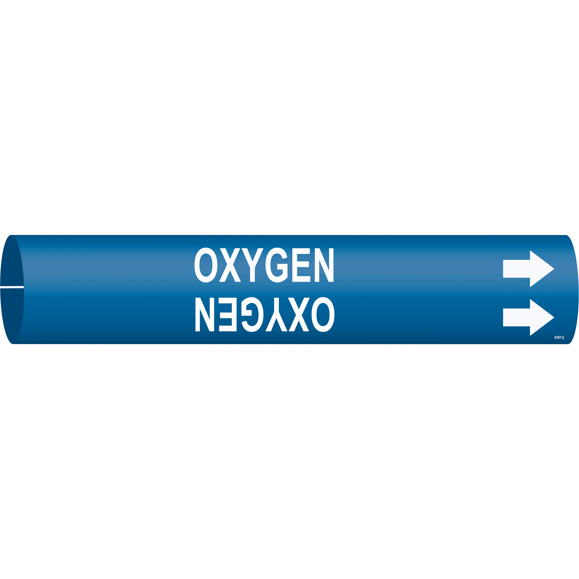 Marqueur de tuyau «Oxygen», À pression, 2" h x 2" la, Blanc/bleu