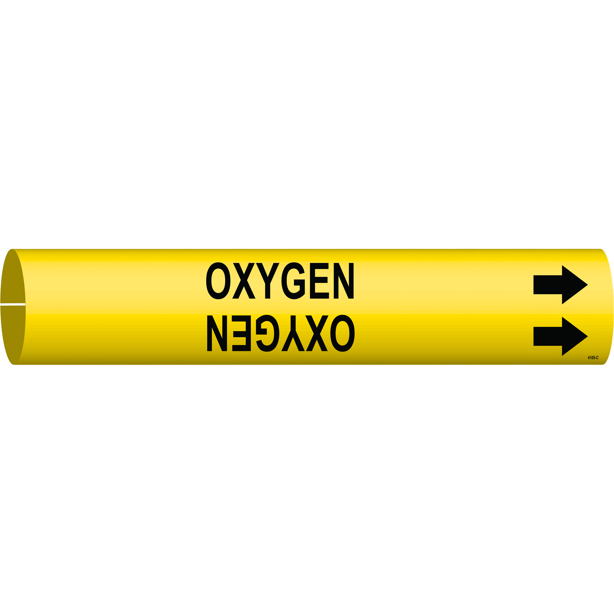 Marqueur de tuyau «Oxygen», À pression, 2" h x 2" la, Noir sur jaune