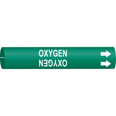 Marqueur de tuyau «Oxygen», À pression, 7/8" h x 7/8" la, Blanc/vert