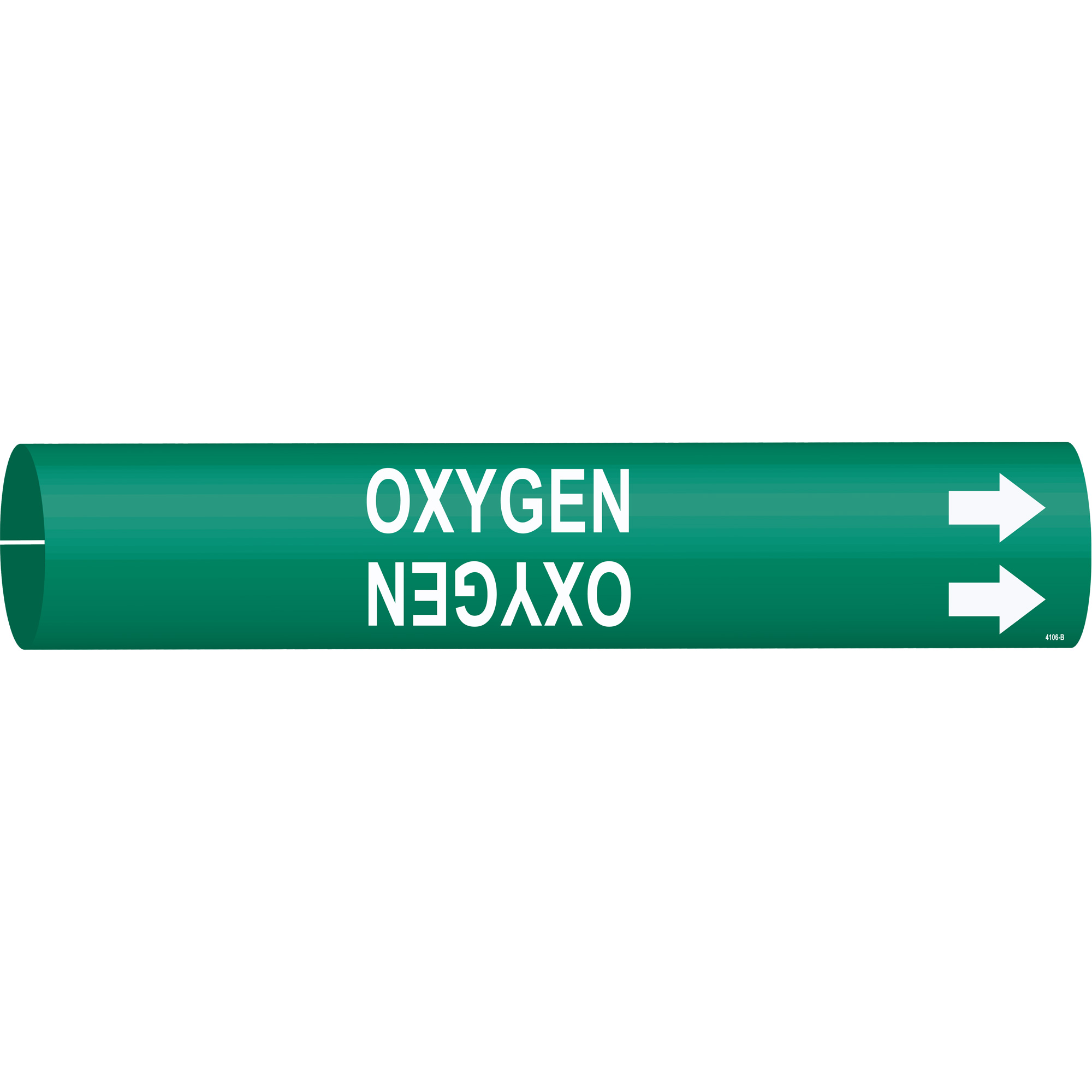 Marqueur de tuyau «Oxygen», À pression, 7/8" h x 7/8" la, Blanc/vert