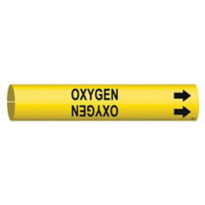 Marqueur de tuyau «Oxygen», À pression, 7/8" h x 7/8" la, Noir sur jaune