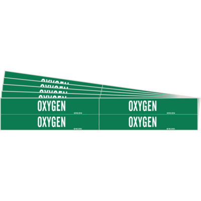 Marqueur de tuyau «Oxygen», Autocollant, 1-1/8" h x 7" la, Blanc/vert