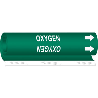 Marqueur de tuyau «Oxygen», Enveloppant, 26" h x 12" la, Blanc/vert