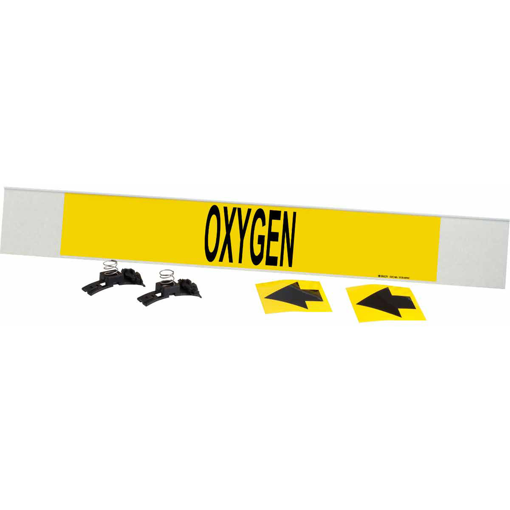 Marqueur de tuyau «Oxygen», Transporteur en fibre de verre avec agrafes, 4" h x 24" la, Noir sur jaune