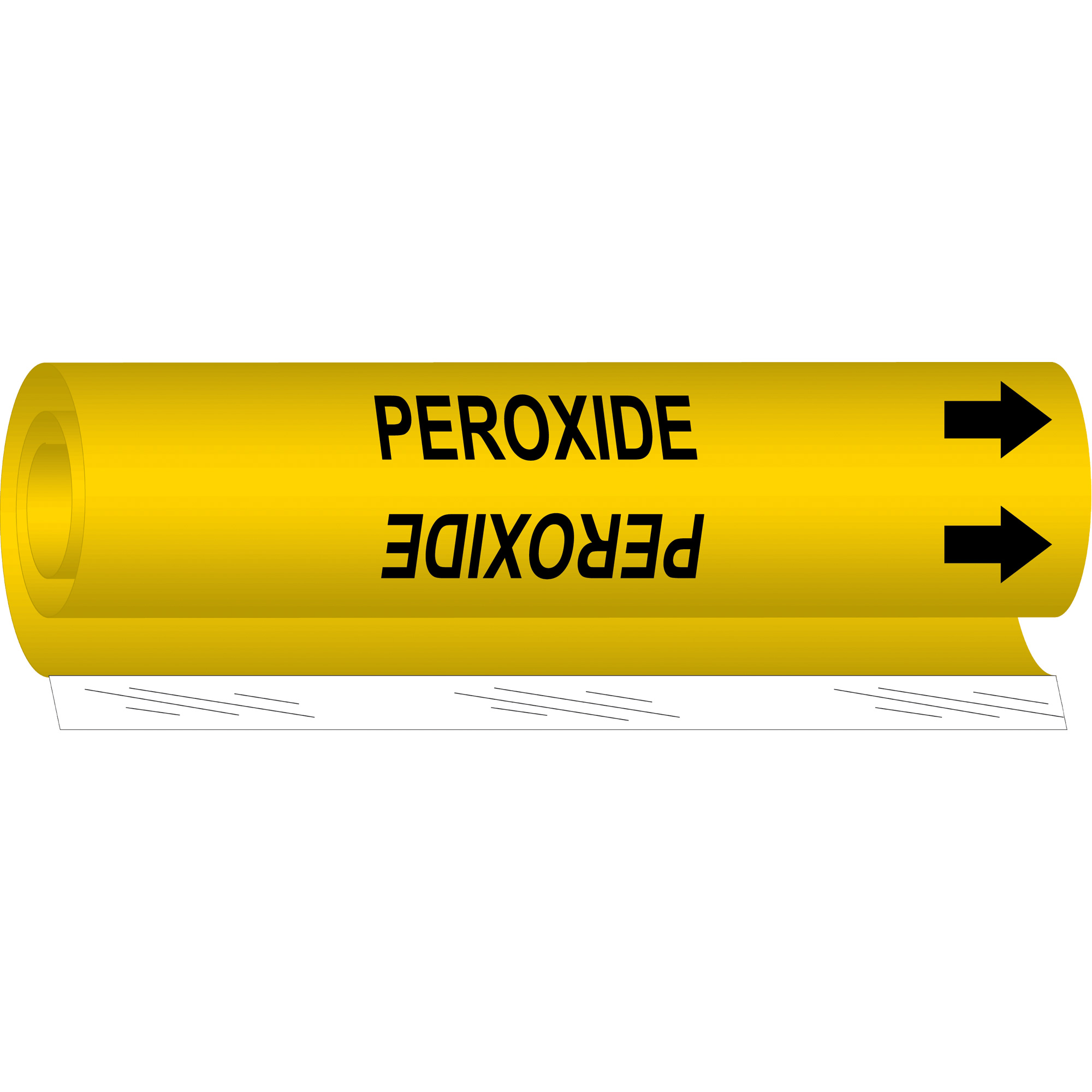 Marqueur de tuyau «Peroxide», Enveloppant, 26" h x 12" la, Noir sur jaune