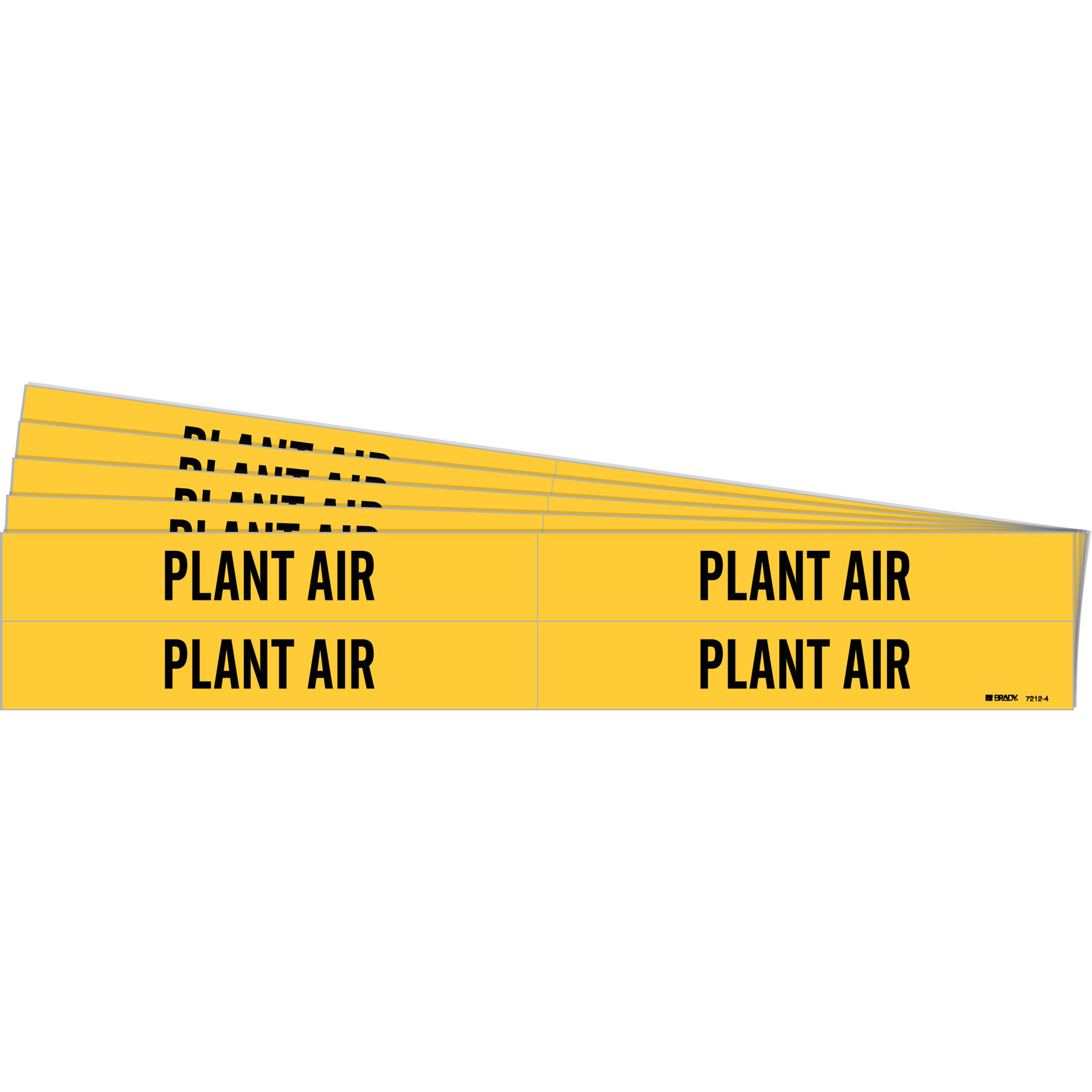 Marqueur de tuyau "Plant Air", Autocollant, 1-1/8" h x 7" la, Noir sur jaune