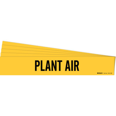 Marqueur de tuyau «Plant Air», Autocollant, 4" h x 24" la, Noir sur jaune