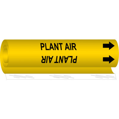 Marqueur de tuyau «Plant Air», Enveloppant, 26" h x 12" la, Noir sur jaune