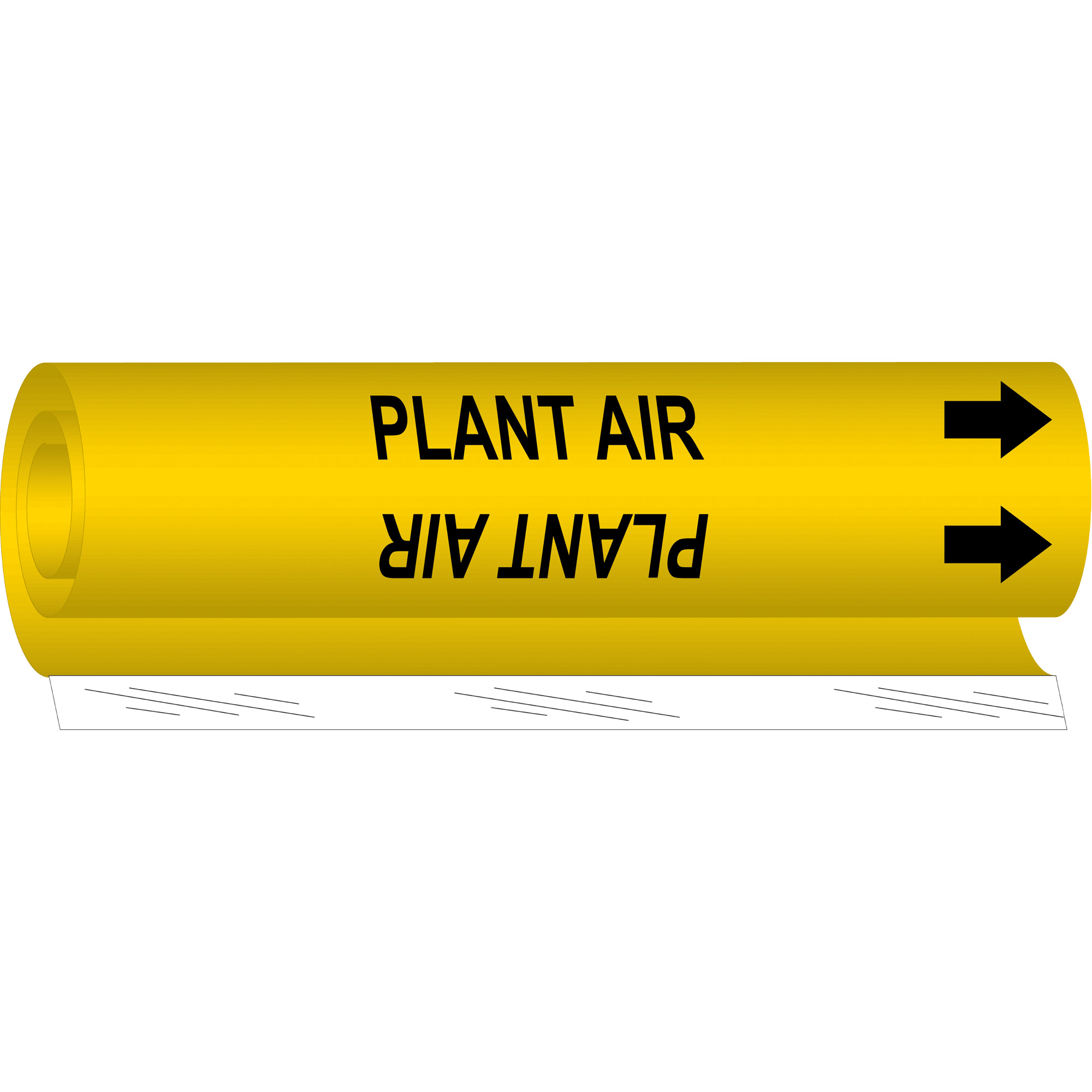 Marqueur de tuyau «Plant Air», Enveloppant, 9" h x 8" la, Noir sur jaune