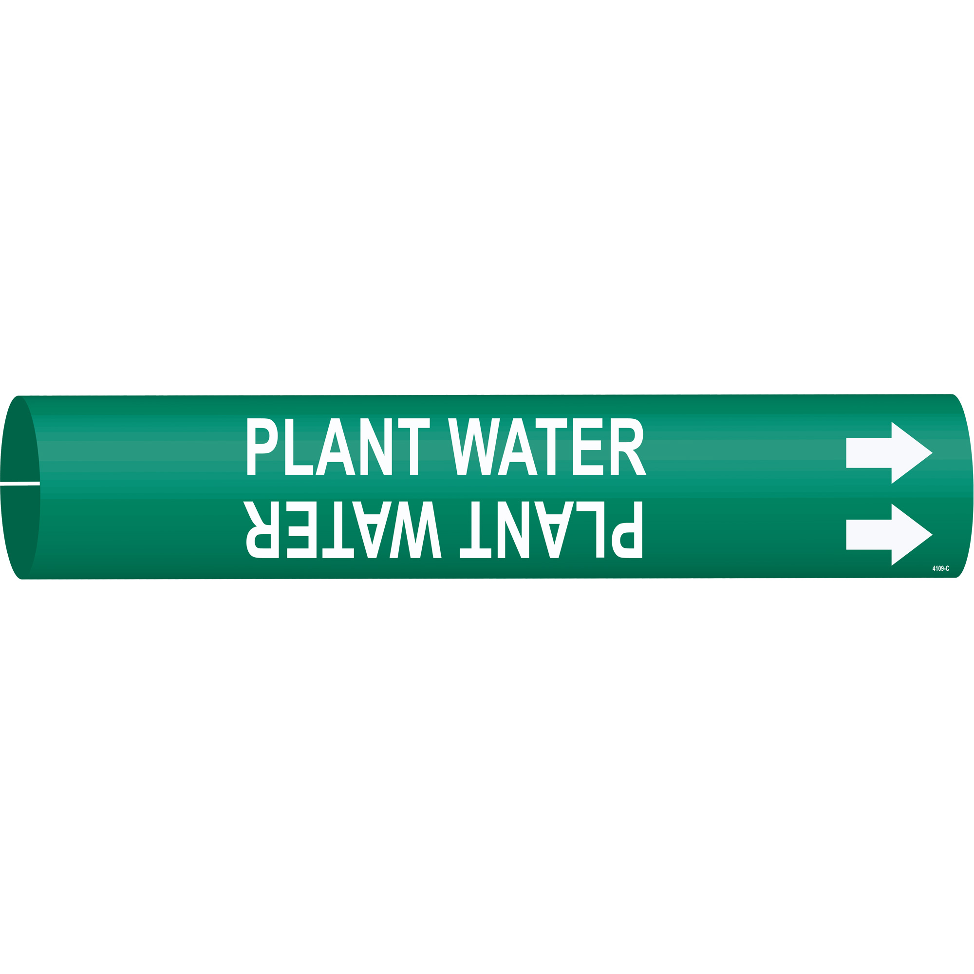 Marqueur de tuyau «Plant Water», À pression, 2" h x 2" la, Blanc/vert