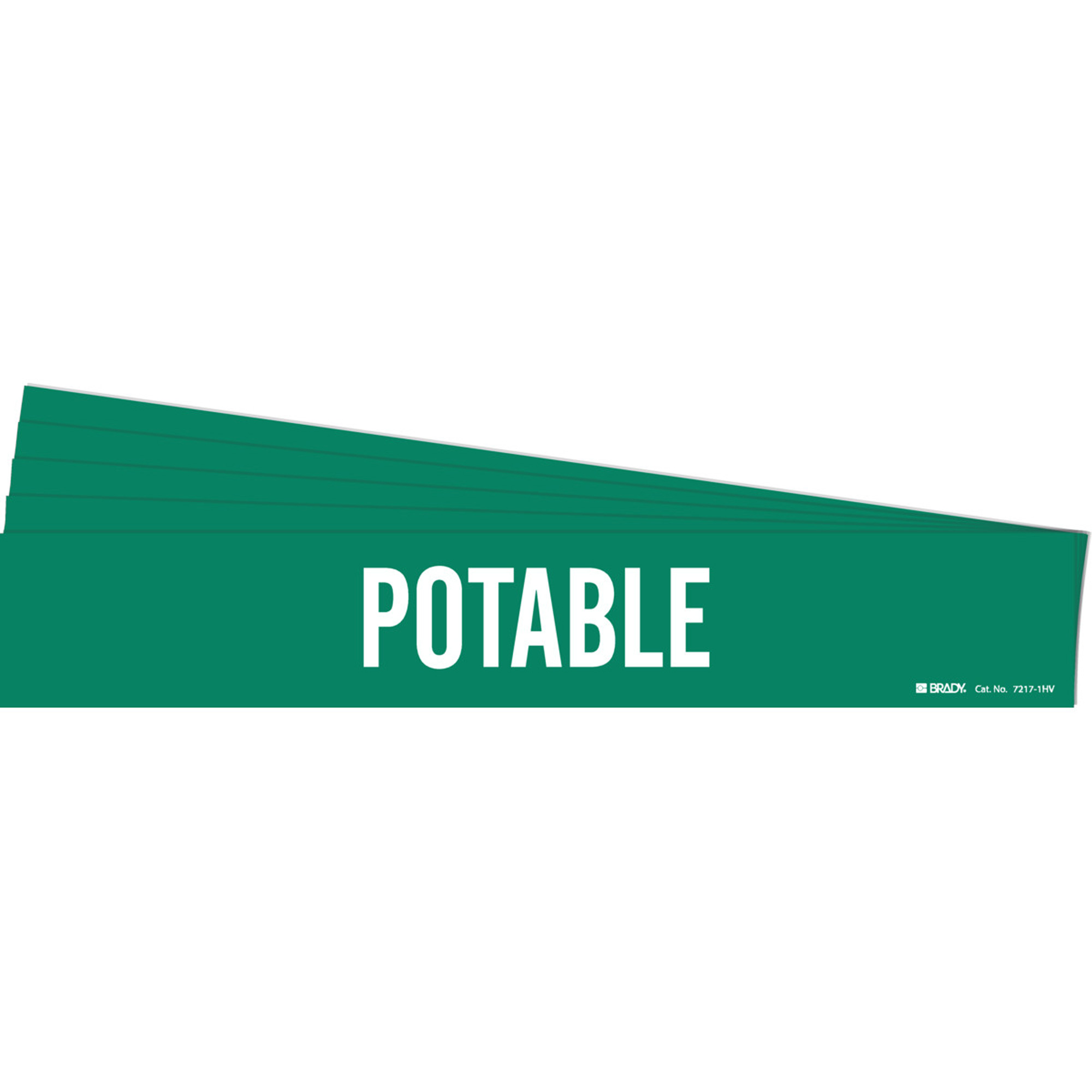 Marqueur de tuyau «Potable», Autocollant, 4" h x 24" la, Blanc/vert
