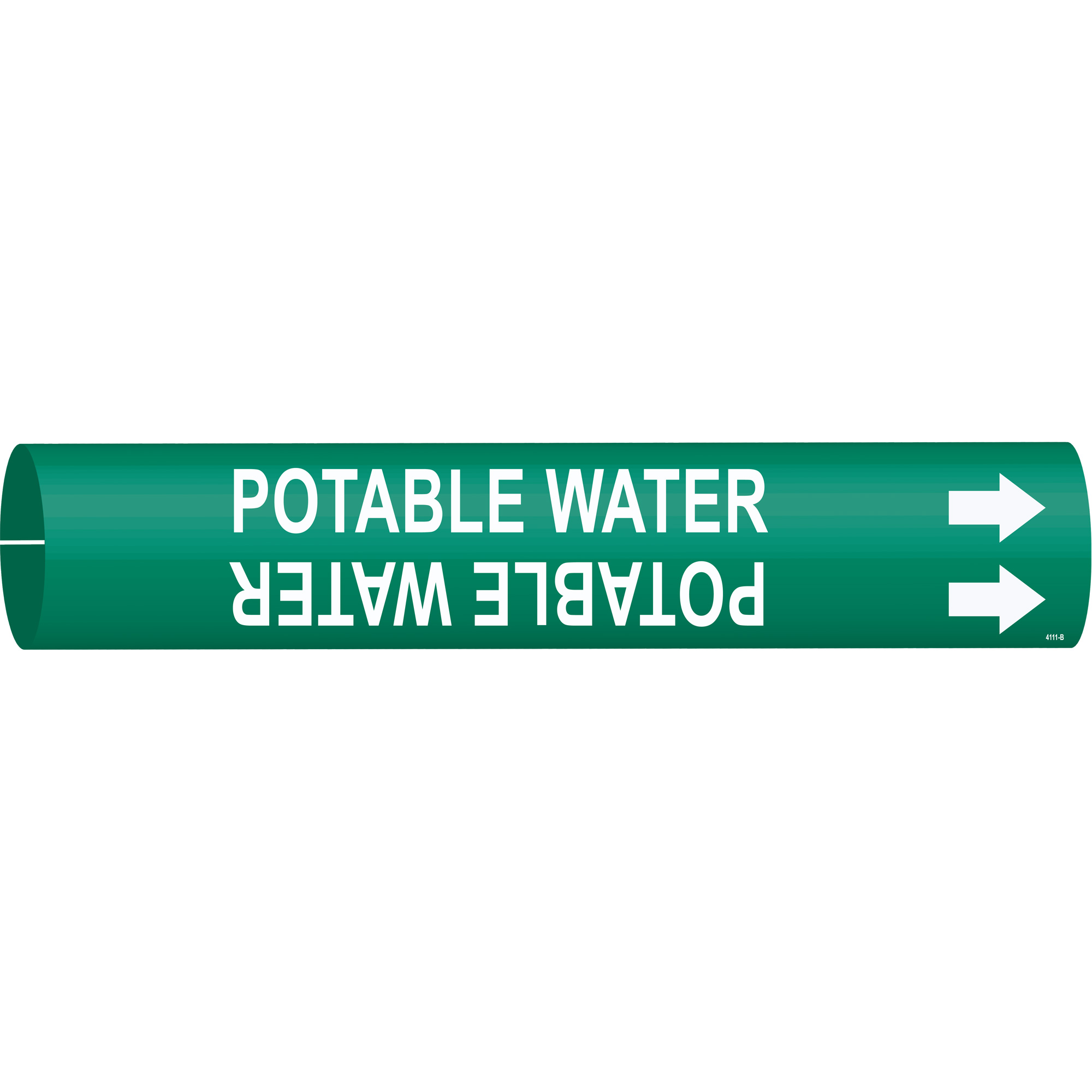 Marqueur de tuyau «Potable Water», À pression, 7/8" h x 7/8" la, Blanc/vert