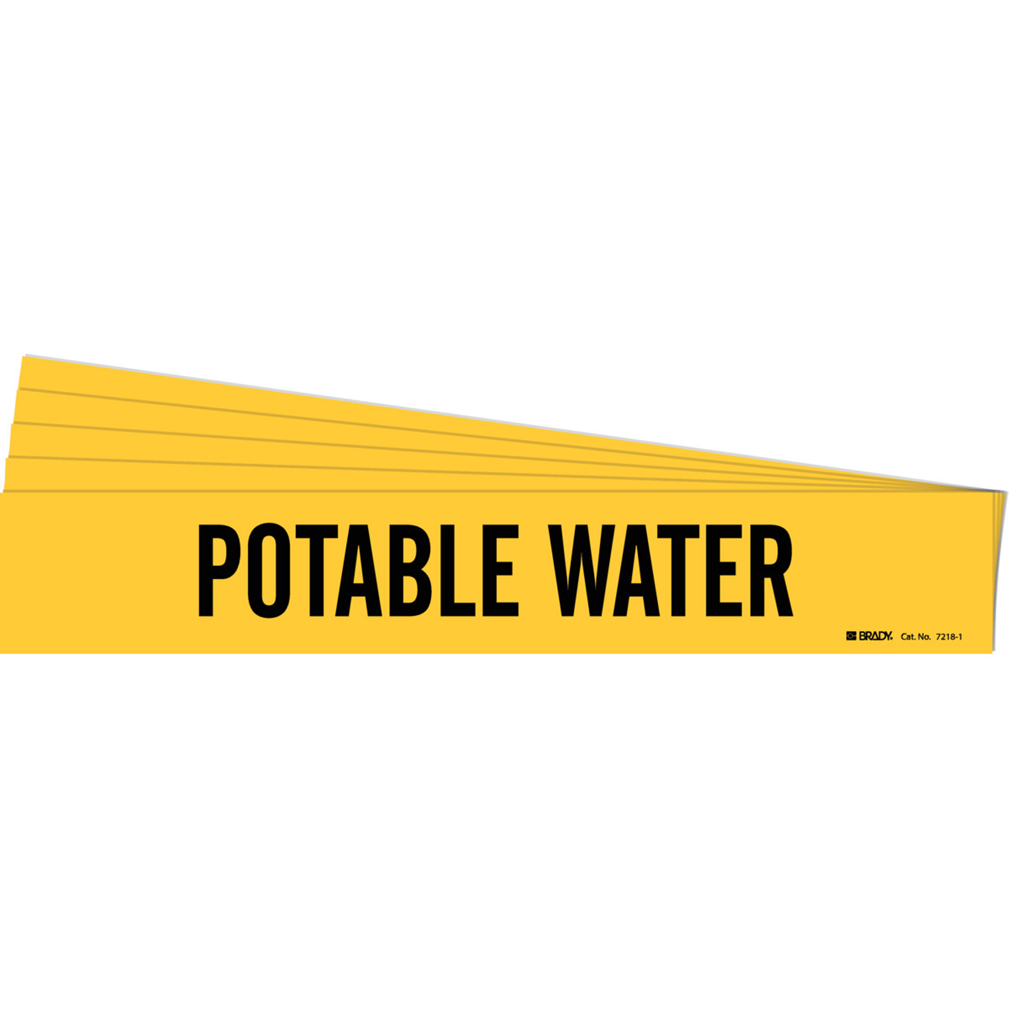 Marqueur de tuyau «Potable Water», Autocollant, 2-1/4" h x 14" la, Noir sur jaune